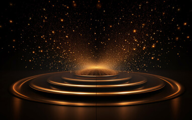 Stage shaped golden particle background