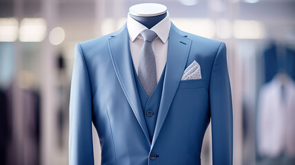 a blue suit on display