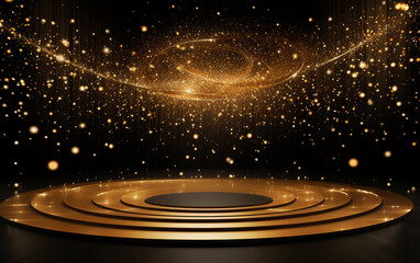 Obraz premium Stage shaped golden particle background