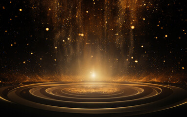 Fototapeta premium Stage shaped golden particle background