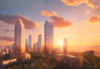 Fototapeta premium Dream city in the future or futuristic city skyline landscape.