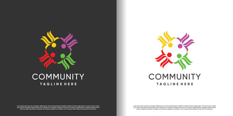 community logo design vector with creative unique style concept premium vector