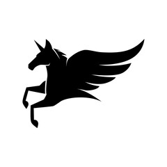 unicorn flying vector logo template