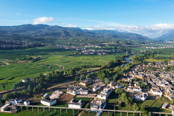 Village and fields in Shaxi, Yunnan, China.