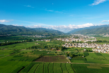 Fototapeta na wymiar Village and fields in Shaxi, Yunnan, China.