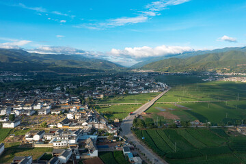 Village and fields in Shaxi, Yunnan, China.