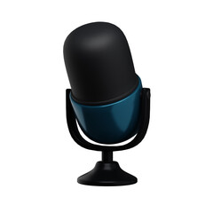 3d. Realistic blue microphone isolated on transparent background.