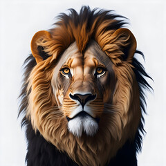 Obraz premium a close up of a lion's face with a white background, generative AI 
