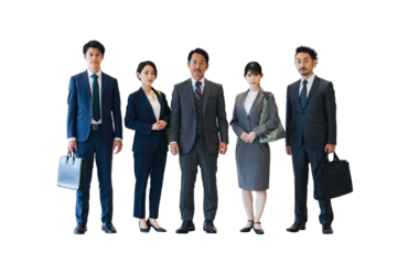 幅広い世代のビジネスパーソンのグループ 背景透過切り抜きPNG