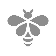 Honey bee black vector icon. Honeybee simple fill symbol.