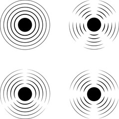 Wave sonar. Radar with signal. Icon of pulse. Concentric sound circle.