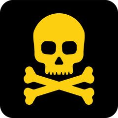 Danger sign with skull. Toxic, electricity or chemical Warning icon. Danger triangle symbol of death.