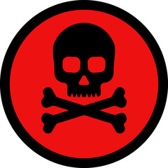 Danger sign with skull. Toxic, electricity or chemical Warning icon. Danger triangle symbol of death.