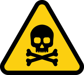 Danger sign with skull. Toxic, electricity or chemical Warning icon. Danger triangle symbol of death.
