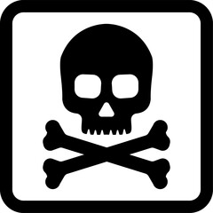Danger sign with skull. Toxic, electricity or chemical Warning icon. Danger triangle symbol of death.