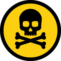 Danger sign with skull. Toxic, electricity or chemical Warning icon. Danger triangle symbol of death.