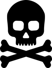 Danger sign with skull. Toxic, electricity or chemical Warning icon. Danger triangle symbol of death.