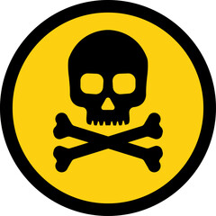 Danger sign with skull. Toxic, electricity or chemical Warning icon. Danger triangle symbol of death.