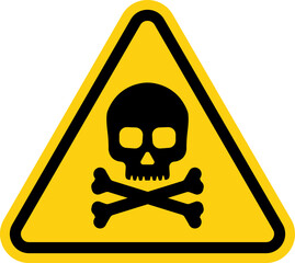 Danger sign with skull. Toxic, electricity or chemical Warning icon. Danger triangle symbol of death. - obrazy, fototapety, plakaty