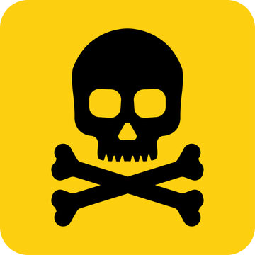 Danger sign with skull. Toxic, electricity or chemical Warning icon. Danger triangle symbol of death.