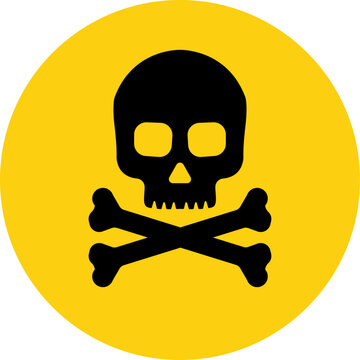 Danger sign with skull. Toxic, electricity or chemical Warning icon. Danger triangle symbol of death.