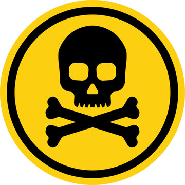 Danger sign with skull. Toxic, electricity or chemical Warning icon. Danger triangle symbol of death.