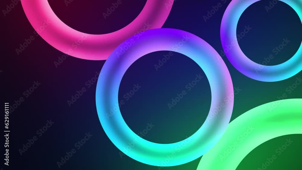 Wall mural glowing abstract rings wallpaper background. glowing neon circle shapes animation. abstract pattern 