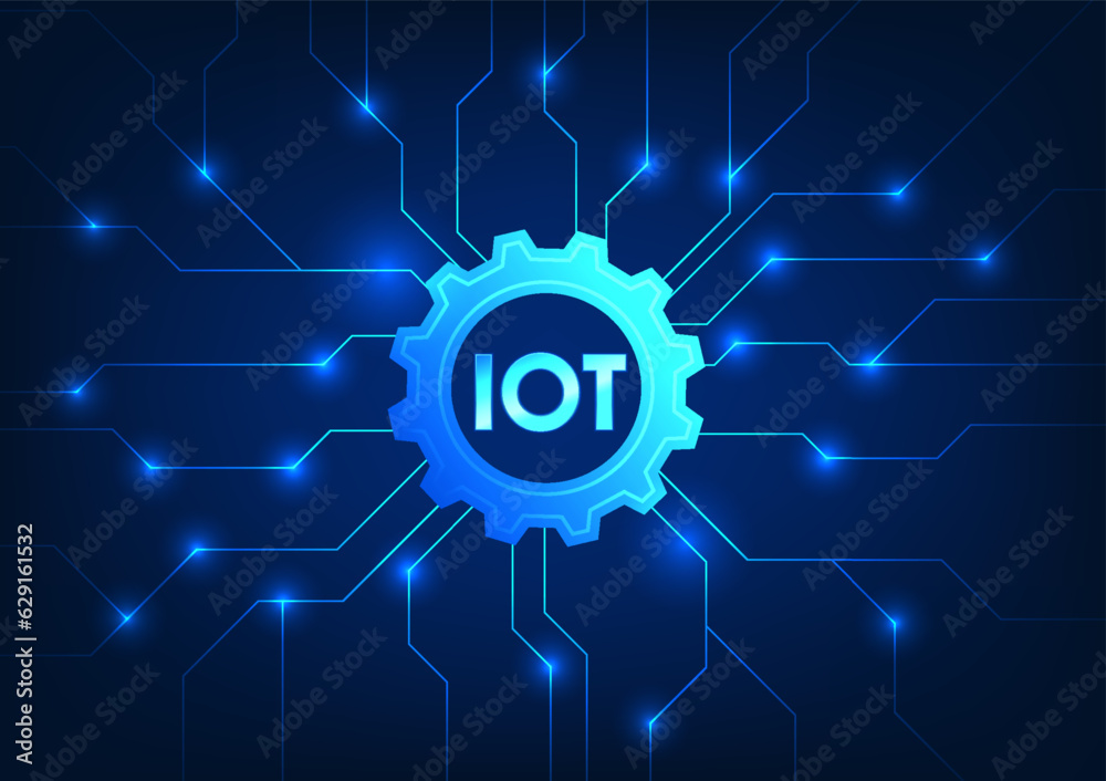 Poster internet of things technology that uses a wireless signal to connect to tech equipment to work on co
