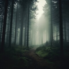 Fototapeta premium scene of a misty forest.