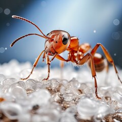 Naklejka premium red ant - closeup macro shot created using generative Ai tools