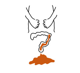 hands holding stomach Diarrhea passing stools that are looser or more frequent than usual, diarrhea concept