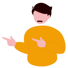 illustration of a man pointing with two hands