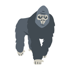 Big gorilla cartoon on white background. Orangutan monkey clipart