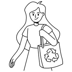 Obraz premium woman holding cloth eco bag