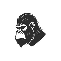 simple black white gorilla head wild animal logo vector illustration template design