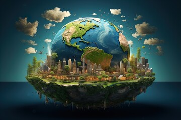 Surreal fantasy earth, sustainability, climate change, environment