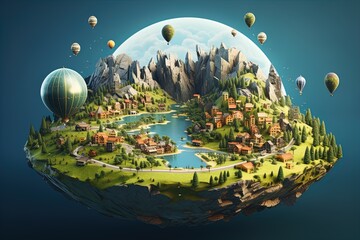 Surreal fantasy earth, sustainability, climate change, environment