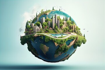 Surreal fantasy earth, sustainability, climate change, environment