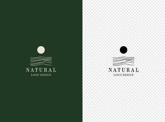Natural branding logo design concept. Sun and mountain logo. Vector illustration.