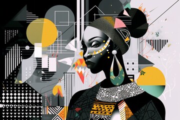 Black woman made from squares circles