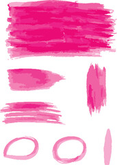Abstract pink hand draw watercolor grunge paint brush stroke texture set design