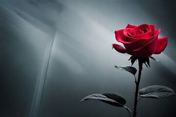 red rose on black background close photography ai generated - Powered by Adobe