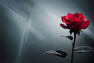 Selbstklebende Fototapeten red rose on black background close photography ai generated © Ayesha