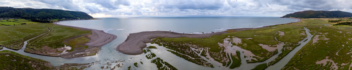 Porlock marsh from the air somerset england uk 