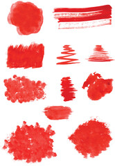 Vector red color set paint, ink brush, brush strokes, brushes, lines, frames, box, grungy brushes new design