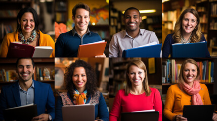 A montage of teachers from different cultures and backgrounds, united in their commitment to education 