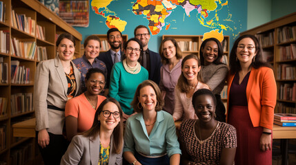 A montage of teachers from different cultures and backgrounds, united in their commitment to education 