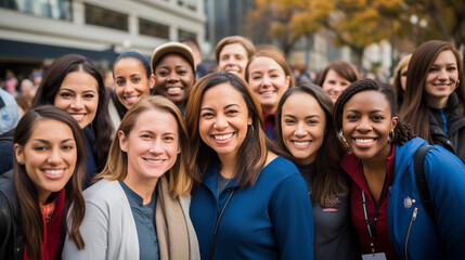 A group of teachers standing together in solidarity, advocating for quality education 