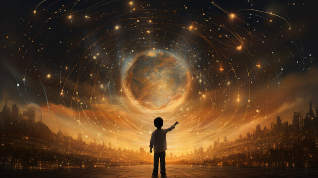 An artful depiction of a teacher as a guiding light, illuminating the path to knowledge 