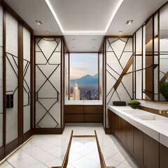 home interior hotel kitchen lobby washroom generative by AI technology